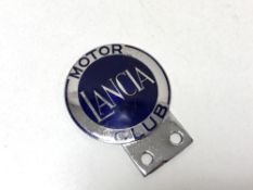 A vintage motor car badge - Lancia motor club.