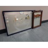A Twentieth Century Advertising Mirror - "WILL'S GOLD FLAKE CIGARETTES", 34 cm X 24 cm,
