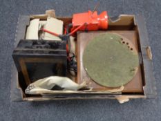 A crate of metal deed box, light,