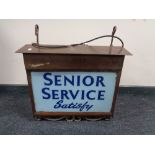 An early 20th century illuminated sign 'Senior Service Satisfy' CONDITION REPORT: