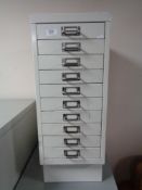 A ten drawer metal index chest CONDITION REPORT: 71cm high by 28cm wide by 41cm