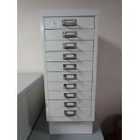 A ten drawer metal index chest CONDITION REPORT: 71cm high by 28cm wide by 41cm