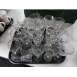 A tray of crystal and glass,