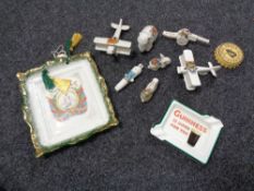 A collection of crested china, Goss etc, Guiness antique plaque by Wiltshaw and Robinson,