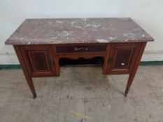 A Victorian inlaid mahogany wash stand with marble top CONDITION REPORT: 122cm wide