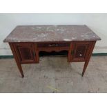 A Victorian inlaid mahogany wash stand with marble top CONDITION REPORT: 122cm wide