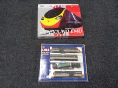 A 00 guage Pendolino EMU Virgin train set together with part Intercity train