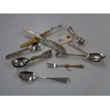 A collection of various silver and other cutlery to include - fourteen silver teaspoons,