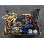 A box containing tools, woodworking tools,