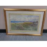 Thomas Swift Hutton (1865 - 1935) : Whitley Bay Links, watercolour, signed, 29 cm x 51 cm, framed.
