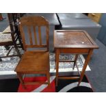 An Edwardian mahogany occasional table together with a further hardwood chair
