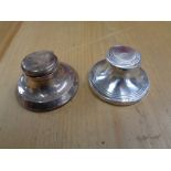 Two silver capstan inkwells (2)