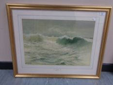 Thomas Swift Hutton (1865 - 1935) : The Wave, watercolour, signed, 38 cm x 56 cm, framed.