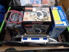 A crate of cable reel, Britta jug,