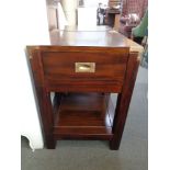 A pair of military style side tables fitted with drawers (2)