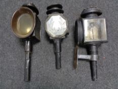 Three cast metal coach lamps