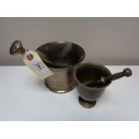 Two vintage brass pestle and mortars