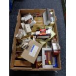 A box of die cast model vehicles, models of yesteryear,