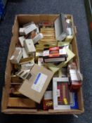 A box of die cast model vehicles, models of yesteryear,