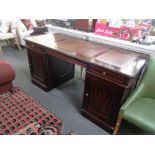 A good quality Victorian style partner's desk with Burgundy tooled leather top CONDITION