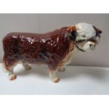 A large china model of a Hereford bull