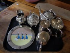 A tray of silver plated John Turton tea set,