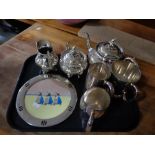 A tray of silver plated John Turton tea set,