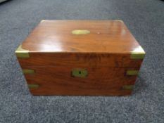 A 19th century walnut brass bound writing box CONDITION REPORT: Minor scuffs and