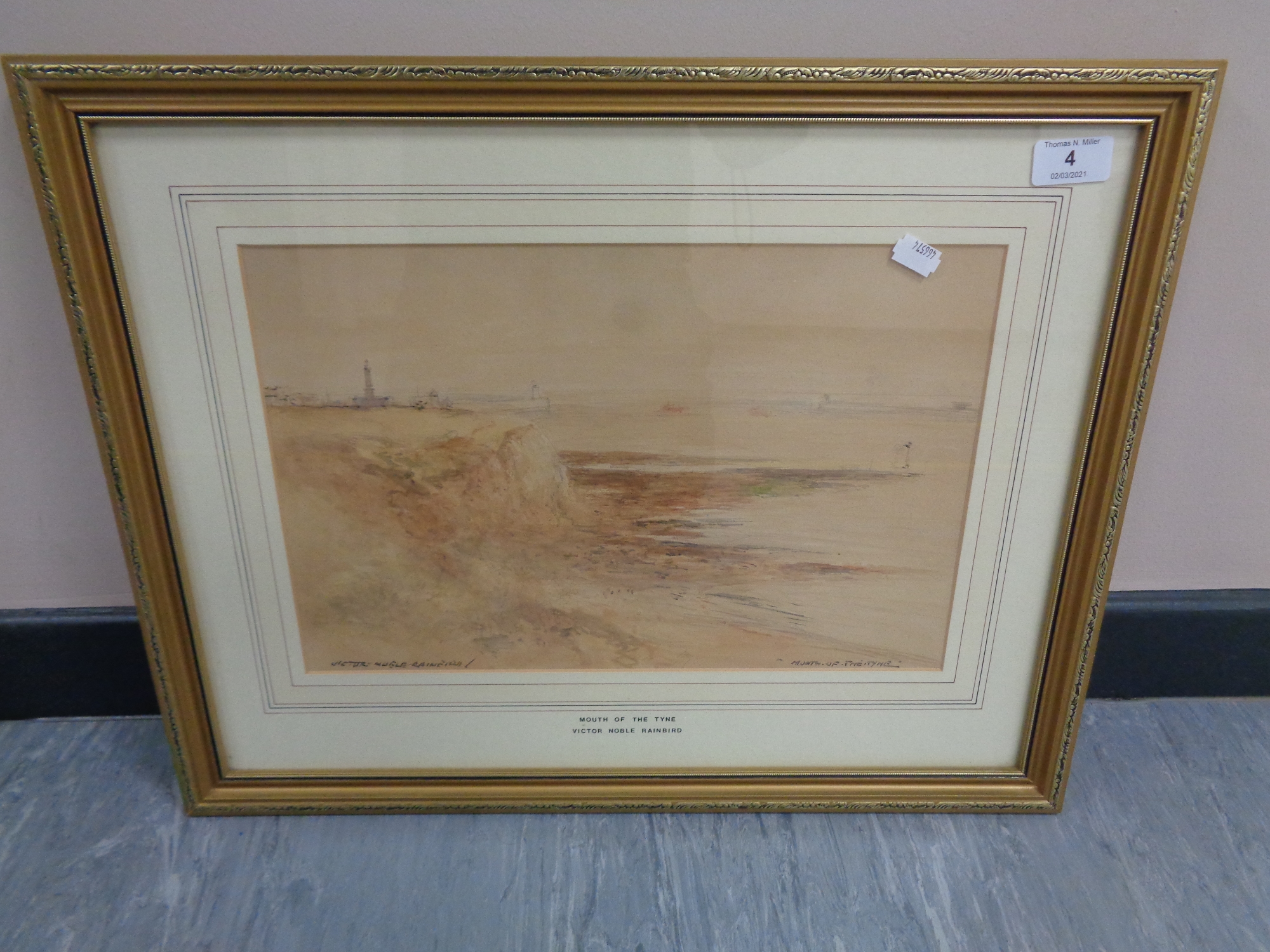 Victor Noble Rainbird (1888-1936) : Mouth of The Tyne, watercolour, signed, inscribed,