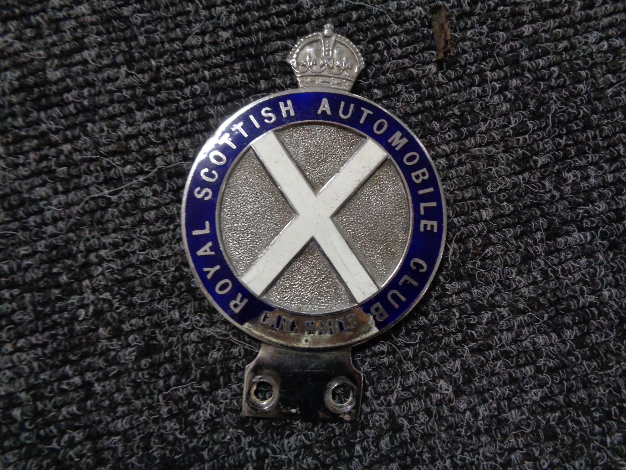 A vintage motor car badge - Royal Scottish automobilia club