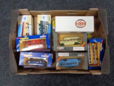 A box of Corgi Classics and die cast vehicles