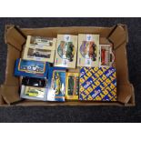 A box of Corgi and Matchbox die cast vehicles