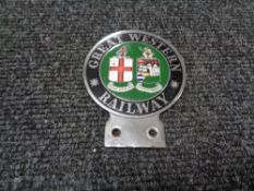 A vintage motor car badge - Great Western Railway