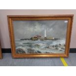 Ivan Lindsay (20'th Century) : St. Mary's Island, oil on Daler board, signed, 50 cm x 75 cm, framed.