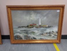 Ivan Lindsay (20'th Century) : St. Mary's Island, oil on Daler board, signed, 50 cm x 75 cm, framed.