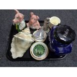 A tray of Natwest pigs, Wade money bank, Parker ceramic ink advertising pot,