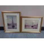 After Walter Holmes : Sailing Barge (With The Tyne Bridge Beyond), reproduction in colours, signed,