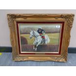 J L Auld : Desert Orchid, oil on canvas, signed, 30 cm x 40 cm, framed.