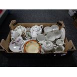 A box of various tea china, Continental part tea service,