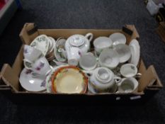 A box of various tea china, Continental part tea service,