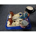 A tray of Tony Wood novelty teapots,