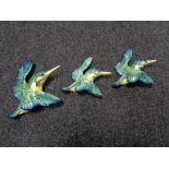 A set of three Beswick Kingfishers model 729/2, 729 & 729/1.