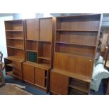 A mid century three section teak wall cabinet