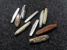 Ten pocket / pen knives various