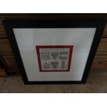 A print depicting a coat of arms in contemporary frame