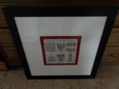 A print depicting a coat of arms in contemporary frame