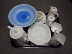 A tray of Shelley comport, plain white china,