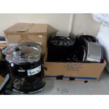 A Delonghi coffee machine, Russell hobs bread maker,