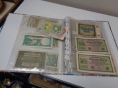 A file of world bank notes, Reichmarks,