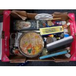 A box of Artist's items, brushes,